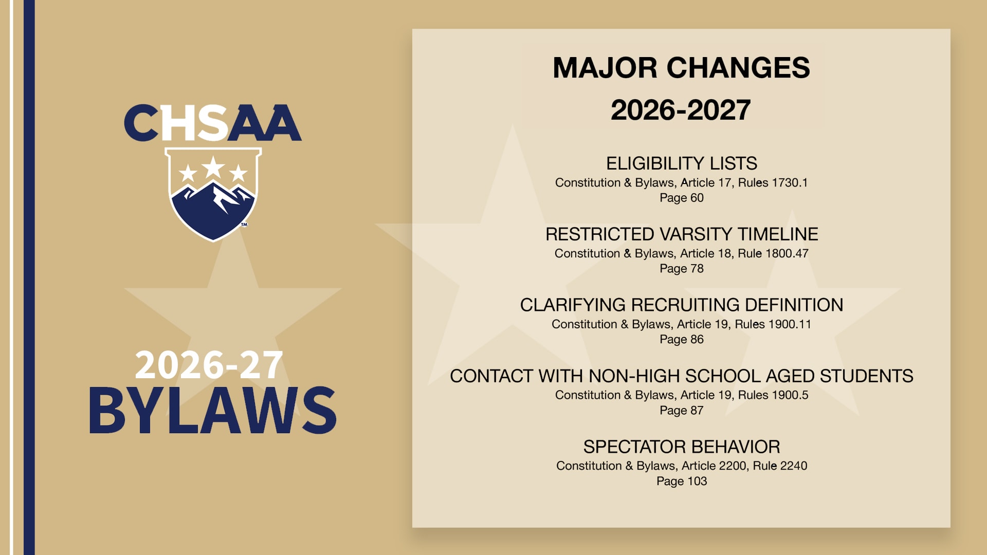 CHSAA Bylaw Changes For 2026-27 Have Gone Into Effect
